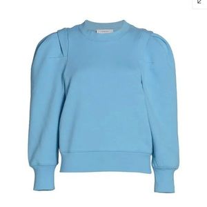 Frame Pleated Panel Puff-Sleeve Sweatshirt